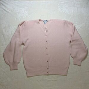 Adele Joyce Pink Vintage Lambswool Angora‎ Cardigan Sweater Women Med Excellent